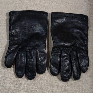 Lands End Black Leather Gloves Cashmere Sweater Lining MEN'S XL